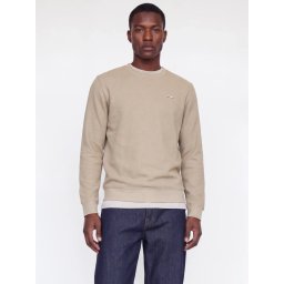 Jack & Jones Pulover barbati din bumbac organic, decolteu la baza gatului, Regular Fit, JPRBLUALVES, Bej (SELECTATI MARIMEA: L)