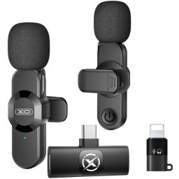 Lavaliera XO Design MC14 Dual, USB-C / Lightning, Set 2 bucati, Neagra