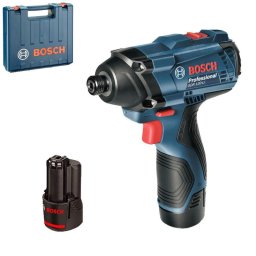 Masina de insurubat cu impact Bosch Professional GDR 120-LI, 2 acumulatori 1.5 Ah, 12 V, 100 Nm, 2600 RPM cu valiza profesionala, Albastru