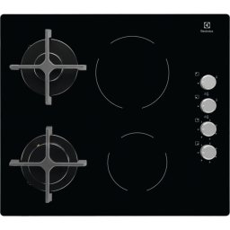 Plita incorporabila Electrolux EGE6172NOK, Mixta, 2 Zone Gaz, 2 Zone Vitroceramice, Aprindere electrica, 60 cm, Negru