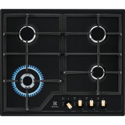 Plita incorporabila Electrolux KGS6436RK, Gaz, 4 arzatoare, Aprindere electrica, Dispozitiv de siguranta, Arzator Wok, Gratare fonta, 60 cm, Negru