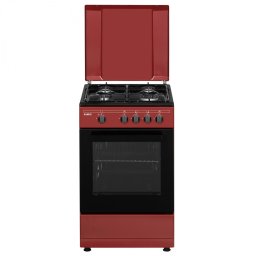 Aragaz Samus SM566APGS 4 arzatoare pe gaz, cuptor gaz, plita neagra, Visiniu-Negru