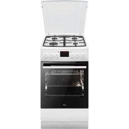 Aragaz Amica 510GEH3.33ZpTaDpA(W) Pizza, 4 arzatoare pe gaz, cuptor electric, latime 50 cm, Alb