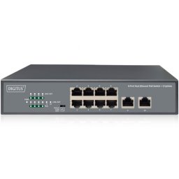 Switch Digitus DN-95323-1, 8 porturi Fast Ethernet PoE, 2 porturi Uplink, 120 W