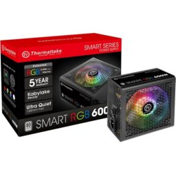 Sursa alimentare Thermaltake Smart RGB, 600 W, 80 Plus, 230V EU, ATX 12V 2.3, Negru
