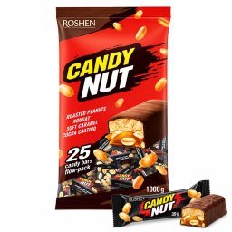 Batoane de ciocolată ROSHEN Candy Nut cu nuga, caramel și arahide, 1 kg