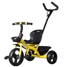 Tricicleta copii 2-6 ani cu maner parental detasabil, NBW, roti sport in 3 spite, Galben
