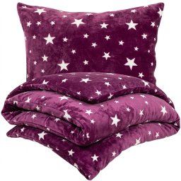 Lenjerie de pat din microflanel 4Home Stars violet, 140 x 200 cm, 70 x 90 cm