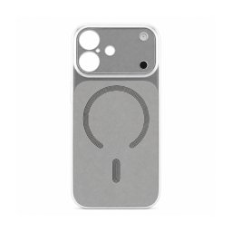 Carcasa Magnetica Mata, Flippy, Compatibila iPhone 17, din TPU/PC si Piele Ecologica, Argintiu