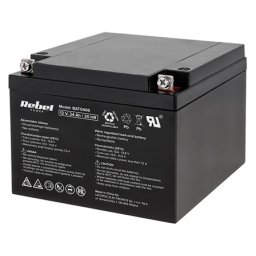 Acumulator stationar gel REBEL Power, 12V, 24Ah, fara intretinere, tensiune standby 13.6-13.8V, incarcare ciclica 14.5-14.9V, curent initial maxim 7.2A, 175x165x125mm, BAT0406