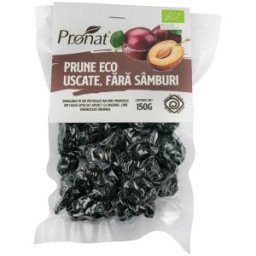 Set 2 x Prune BIO Uscate, fara Samburi, 150 g, Pronat