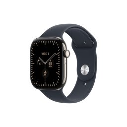 Apple Watch S12 Cellular 42mm Natural Titanium Case with Navy Blue Sport Band - S/M