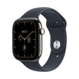 Apple Watch S12 Cellular 46mm Natural Titanium Case with Navy Blue Sport Band - M/L