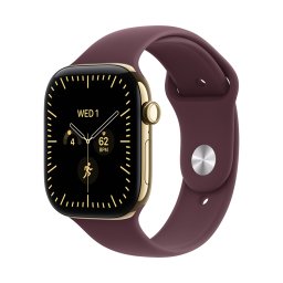 Apple Watch S12 Cellular 46mm Radiant Gold Titanium Case with Burgundy Sport Band - S/M