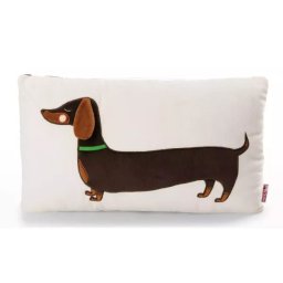 Nici: Pernă din pluș cu teckel - 43 x 25 cm.