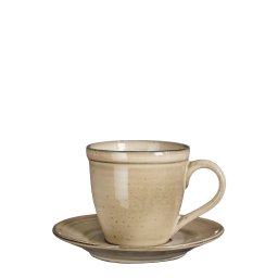 Set cana+farfurie, Tabo, crem, 7.5x4.5 cm