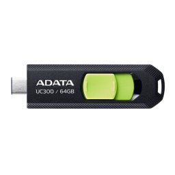 MEMORIE USB Type-C 3.2 ADATA 64 GB, retractabila, carcasa plastic, negru / verde "ACHO-UC300-64G-RBK/GN" (timbru verde 0.03 lei)