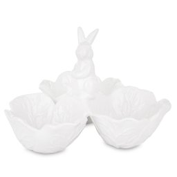 Set boluri cu iepuras, portelan alb, 14x20x20 cm