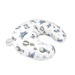 Perna pentru alaptat, miminu, din bumbac certificat oeko tex standard 100, cu husa detasabila, cu fermoar securizat, circumferinta 155 cm, blue plane