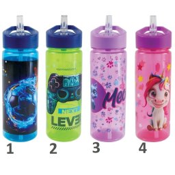 Sticla pentru apa 600 ml, cu pai, plastic, S-Cool
