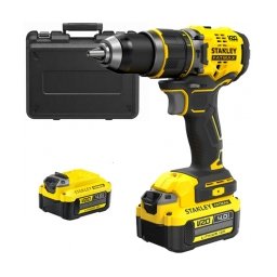 Stanley - SFMCD721M2K - Masina de gaurit si insurubat cu percutie cu 2 acumulatori si incarcator, Li-Ion, 18 V, 4 Ah, 80 Nm, motor fara perii, led iluminare, valiza plastic