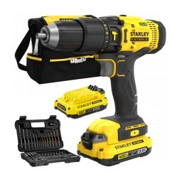 Stanley - SFMCD711DSA - Masina de gaurit si insurubat cu percutie cu 2 acumulatori si incarcator, Li-Ion, 18 V, 2 Ah, 48 Nm, led iluminare, geanta textila, accesorii