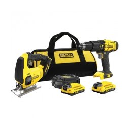 Stanley - SFMCD711C2S - Masina de gaurit si insurubat cu percutie, 48 Nm + Fierastrau pendular + Set 2 acumulatori si incarcator, Li-Ion, 18 V, 2 Ah + Geanta textila