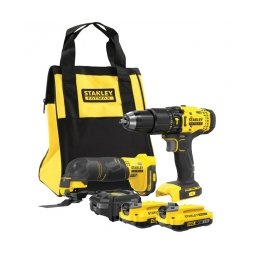 Stanley - SFMCD711B + SFMCE500B - Masina de gaurit si insurubat cu percutie, 48 Nm + Multicutter + Set 2 acumulatori si incarcator, Li-Ion, 18 V, 2 Ah + Geanta textila