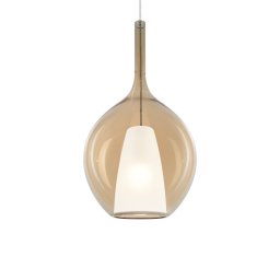 Pendul Kalique 359632, 1xE27 42W, D 28 cm, ambră, sticlă