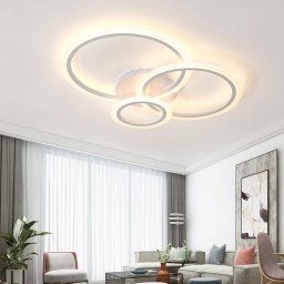 Lustra LED BETTY 40W cu telecomanda, 3 cercuri, dimabila, alb mat