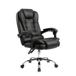 Scaun de birou pivotant Leziter Optima, negru, spatar inalt, piele PU