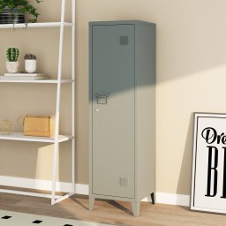 Dulap vestiar metalic Kurikka cu 1 usa, gri închis, 137x38x38 cm