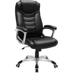 Scaun ergonomic de birou SONGMICS, reglabil, piele ecologica, negru