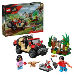 LEGO Jurassic World Evadare off-road din calea unui Velociraptor, 285 piese