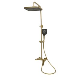 Set de dus premium din cupru, montaj pe perete, 3 functii, auriu mat