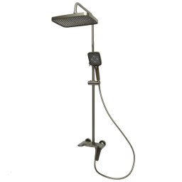 Set de dus premium din cupru, 3 functii, cap ploaie, gri grafit satinat