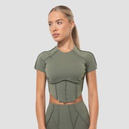 GymBeam Tricou pentru femei Cropped Cosmo Olive S