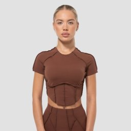 GymBeam Tricou pentru femei Cropped Brown S
