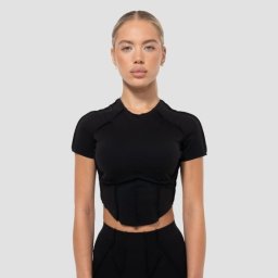 GymBeam Tricou pentru femei Cropped Cosmo Black XS