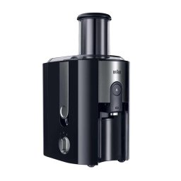 Storcator de fructe si legume Braun J500 Multiquick 5, 900 W, Recipient suc 1.25 l, Recipient pulpa 2 l, 2 Viteze, Tub de alimentare 75 mm, Negru