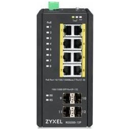 Zyxel Rgs200-12p Industrial Switch 8x Gbe+4x Sfp, Poe Din Rail/Wall Mount, Ip30