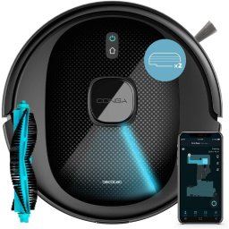 Robot de aspirare Conga 7490 Immortal X-Treme, 4 in 1, 2600 Pa, Laser, Autonomie 120 minute, Rezervor lichide si praf, Functie mop, mop suplimentar, Negru