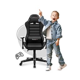 Scaun gaming pentru copii Huzaro HZ-Ranger 6.0, max 130 kg, Perna lombara si de gat, Negru