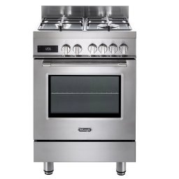 Aragaz profesional De Longhi PRO 66 MXL PZ RO, 4 arzatoare, Gaz + Electric, L 60 cm, Grill, Inox