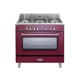 Aragaz profesional mixt, DELONGHI MEM 965 RX ED RO, 5 arzatoare, Gaz + Electric, L 90 cm, Grill, Rosu