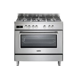 Aragaz profesional mixt, DELONGHI PRO 96 MX ED RO, 5 arzatoare, Gaz + Electric, L 90 cm, Grill, Inox