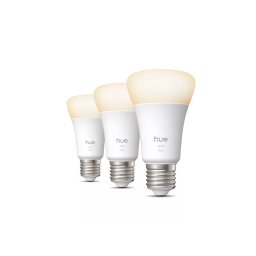Bec inteligent Philips Hue White Ambiance A60, E27, 7W, 2700K, Pachet 3 bucati