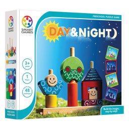 Joc de logica cu 48 de provocari, Smart Games - Day Night, 2+ ani, editie internationala