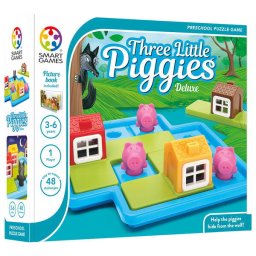 Joc de logica cu 48 de provocari, Smart Games - Three Little Piggies - Deluxe, 3+ ani, editie internationala