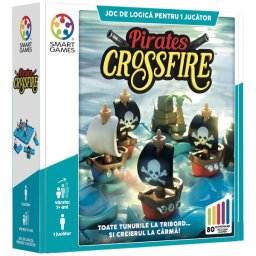 Joc de logica cu 80 de provocari, Smart Games - Pirates Crossfire, 7+ ani, editie limba Romana